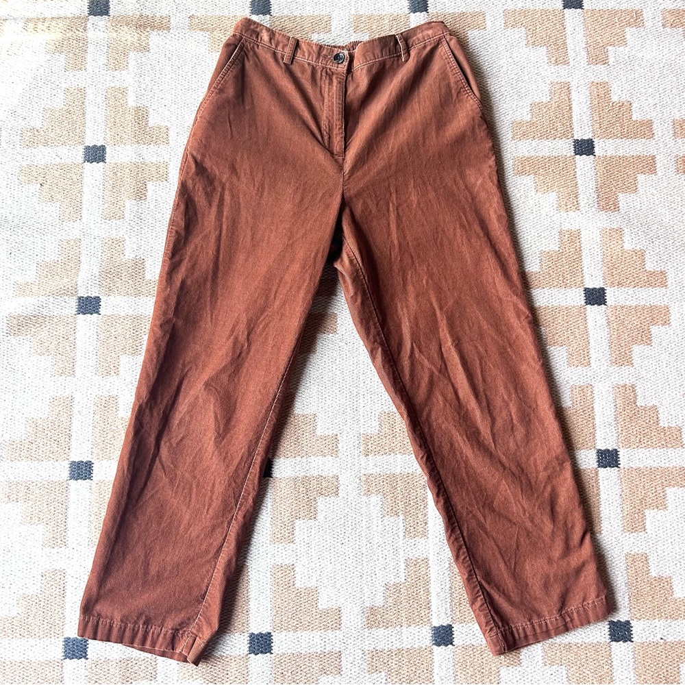 Lands' End High Rise Straight Leg Brown Corduroy Pants Size 8P Cabincore